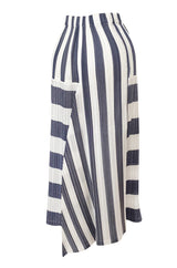 Early 1990s Issey Miyake Graphic Gray & White Elaborately Pleated Midi Skirt