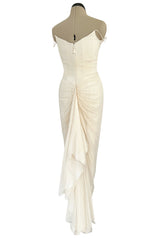 Beautiful 2001 Richard Tyler Ivory Silk Chiffon Corset Dress w Gathered Back