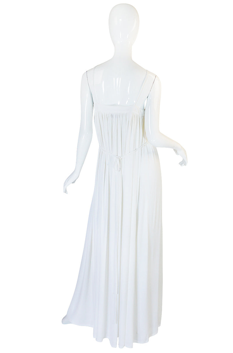 1970s Ossie Clark Attr Quorum White Jersey Dress