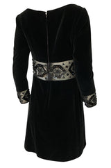 1967 Jacques Heim Couture Bead & Transparent Panel Velvet Dress