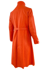 Iconic 1960s Andres Courreges Vivid Orange & White Vinyl Coat or Dress w Original Belt