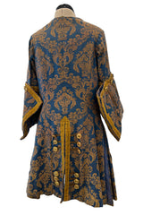 Remarkable Late 1800s Charles H. Fox Theatre Costume Gold & Blue Brocade Great Coat