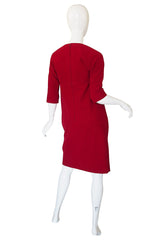 Rare 1959 James Galanos Red Felt Dress