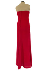 2010s Valentino Strapless Stretch Silk Crepe Dress w Gathered Bodice & Side Detailed Skirt