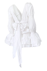 Spring 2006 Roberto Cavalli White Cotton Plunging Mini Dress