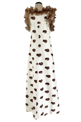 Fabulous Spring 1974 Andre Courreges Sculpted Abstract Heart Print Dress w Ruffle Detailing