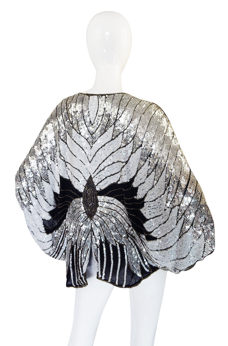 1970s Elaborate Heavily Sequin Butterfly Top Or Cape