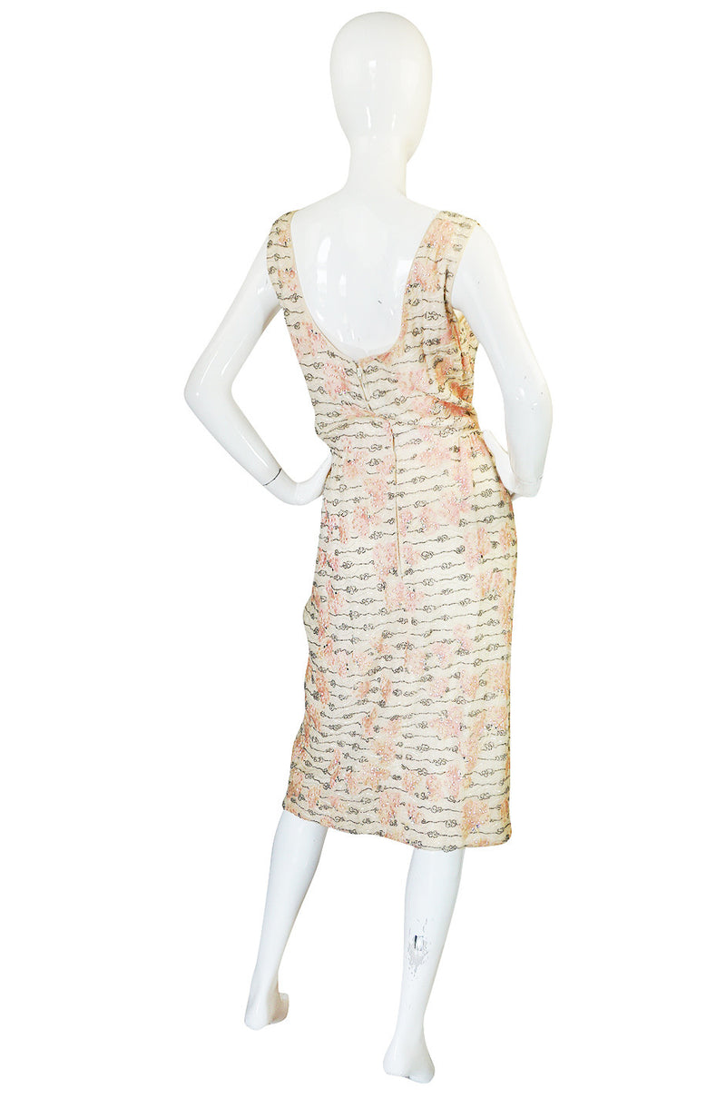 1950s Hand Beaded & Embroidered Branell Silk Dress