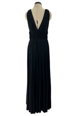 Documented Spring 1986 Yves Saint Laurent Runway Black Jersey Plunge Dress
