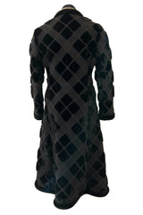 Fantastic 1970s Givenchy Top Stitched & Pacthwork Mixed with Faux Fur Deep Brown Coat