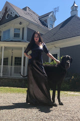 Iconic 1976 Halston Glossy Gunmetal Black Sequin Asymmetrical Full Length Dress