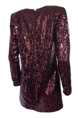 Fall 1996-97 Yves Saint Laurent Burgundy Sequin Micro Mini Dress or Tunic