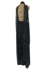 Resort 2014 Givenchy by Riccardo Tisci Backless & Caped Panel Silk Chiffon Dotted Confetti Print Dress