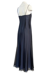 Spring 1999 Thierry Mugler Runway Documented Strapless Black & Ice Blue Chiffon Dress