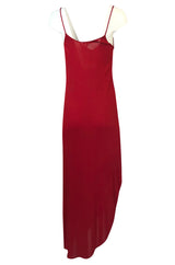 1970s Stephen Burrows Hand Beaded Red Jersey Halter Dress