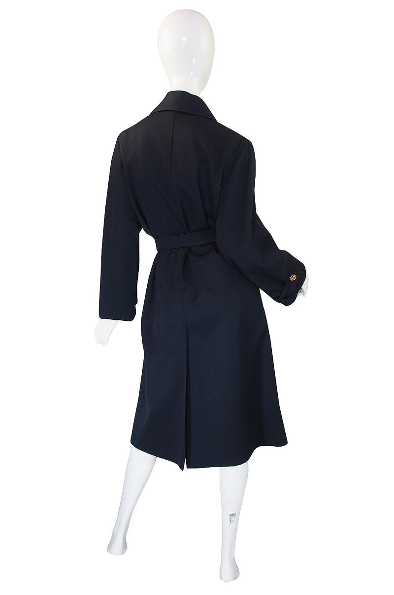 1980s Blue with Gold Celine Trench Coat