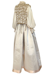 Fall 1977 Bill Blass Couture Gold Top, Tassle Vest & Ivory Silk Skirt Dress Set