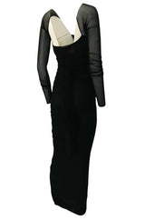 c.1990 Giorgio di Sant Angelo Black Stretch Net Multi Length Dress