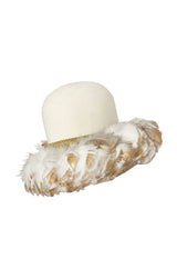 Incredible 1960s Christian Dior Gold Tipped Feather Brim Ivory Hat