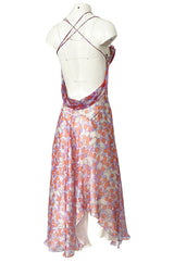 c2003 Alexander McQueen Silk Chiffon Cherry Print Backless Dress