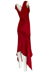 Early 2000s Christian Dior by John Galliano Red Silk Satin Bias Cut Dress