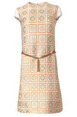 1960s Christian Dior Demi-Couture Peach & Metallic Gold Dress & Jacket