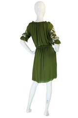 Resort 2012 Naeem Khan Olive Green Embroidered Peasant Dress