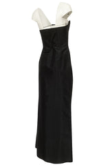 Minimalist 1990s Richard Tyler Couture Strapless Black Silk Dress