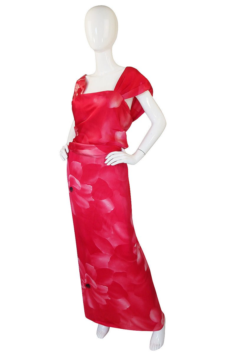 1980s Fine Silk Hanae Mori Pink Gown