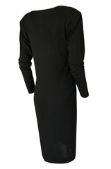 F/W 1985 Yves Saint Laurent Ad Campaign Black Jersey Plunge Dress