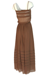 Spring 1978 Unlabeled Christian Dior Haute Couture Silk Dress w Floral Belt