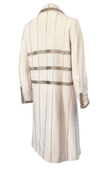 1960s Unlabeled Mr. Blackwell Beaded Ivory Wool Jersey Coat