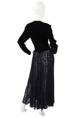 1980s Norma Kamali Velvet & Lace Dress