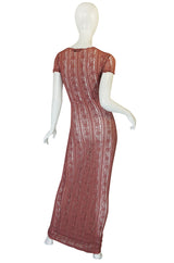 1990s Dusky Rose John Galliano Open Weave Knit Dress