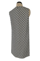 Rare Fall 1995 Gianni Versace Runway & Ad Campaign Black & White Check Shift Dress