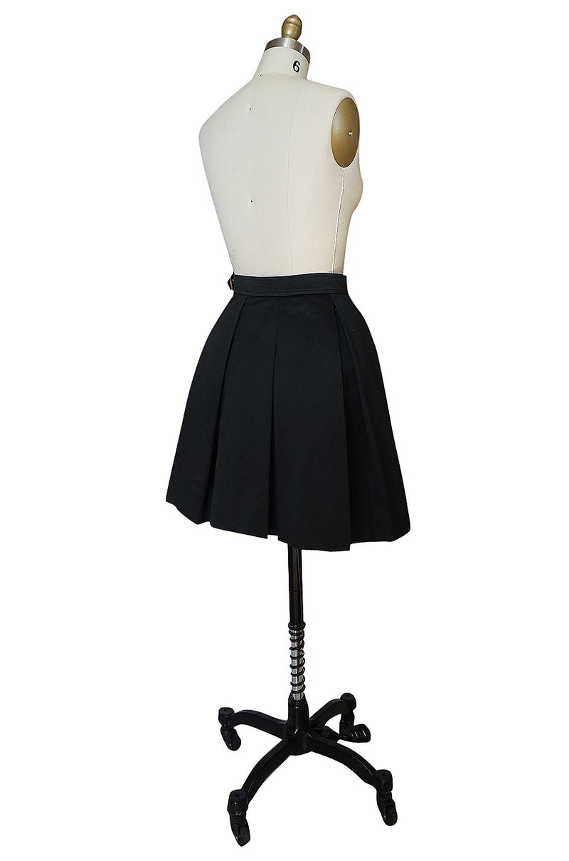 1980s Yves Saint Laurent Flat Pleated Black Mini Skirt