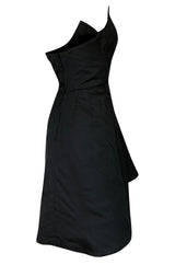 1970s Lanvin Strapless Silk Dress w Bow Detail & Layered Skirt