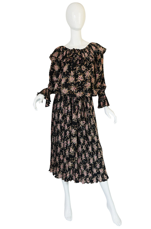 Late 1970s Gina Fratini Silk Print Multi Length Dress