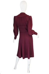 1940s Amazing Burgundy Crepe Swing Dress