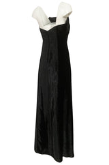 Austere 1980s Halston Strapless Liquid Black Silk Velvet Dress