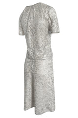 Fall 1975 Emanuel Ungaro Haute Couture Silver Grey Lace & Sequin Top & Skirt Evening Set