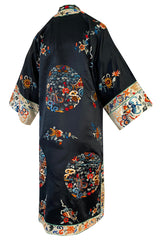 Fabulous 1920s Extensively Hand Embroidered Black Silk Asian Evening Coat