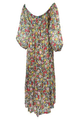 Documented 1975 Yves Saint Laurent Floral Print Off Shoulder Dress