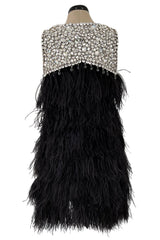 Gorgeous Fall 2010 Loris Azzaro by Vanessa Seward Runway Ostrich Feather & Huge Crystal Dress