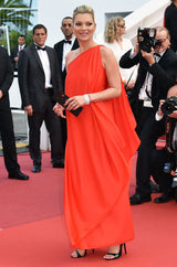 1970s One Shoulder Red Jersey Halston Dress