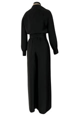Chic Fall 1972 Christian Dior by Marc Bohan Haute Couture Black Silk Pant Set