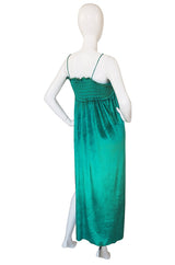 1970s Green Liquid Velvet Bill Tice Maxi