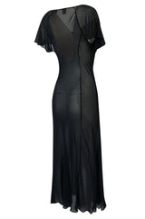 1990s Moschino Love Me Baby Red Heart on Black Net Lingerie Dress