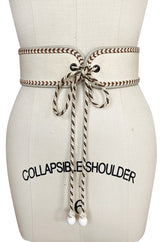 1976-77 Yves Saint Laurent Russian Collection Cream & Gold Braided Tie Belt