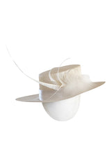 Bespoke 2001-2006 Philip Treacy Haute Couture Parasisal Straw Hat w Feather Detail